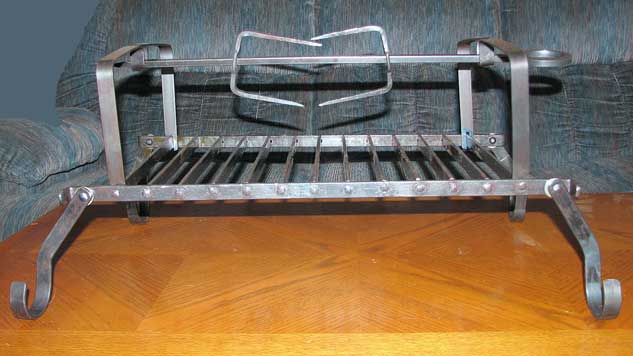 Front view of grill and skewer